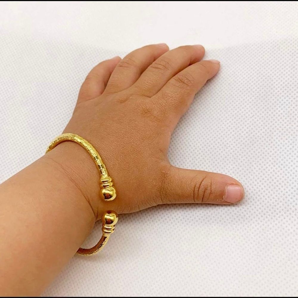 2pcs18K Gold Plated Girls /Boys/Children/Kids Adjustable Charm Bangles Bracelet​